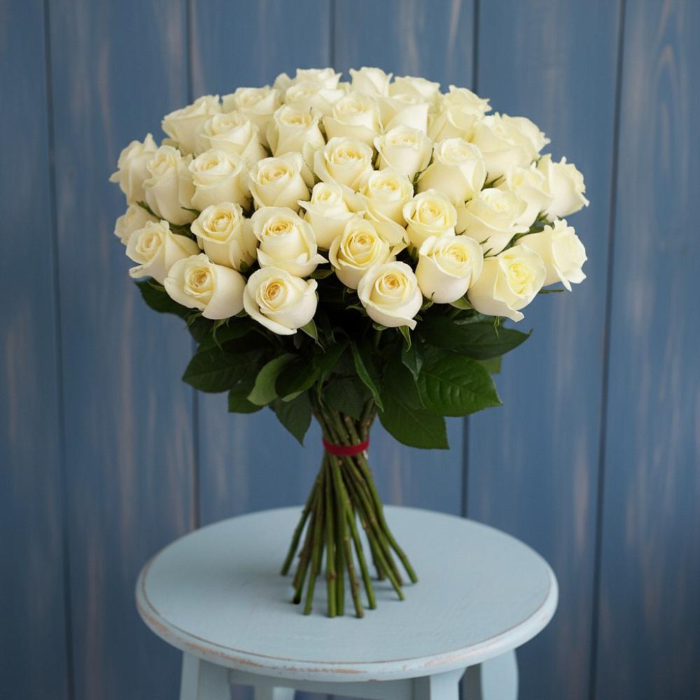 Букет 51 Белая роза Эдлесс Лав в Балашове
