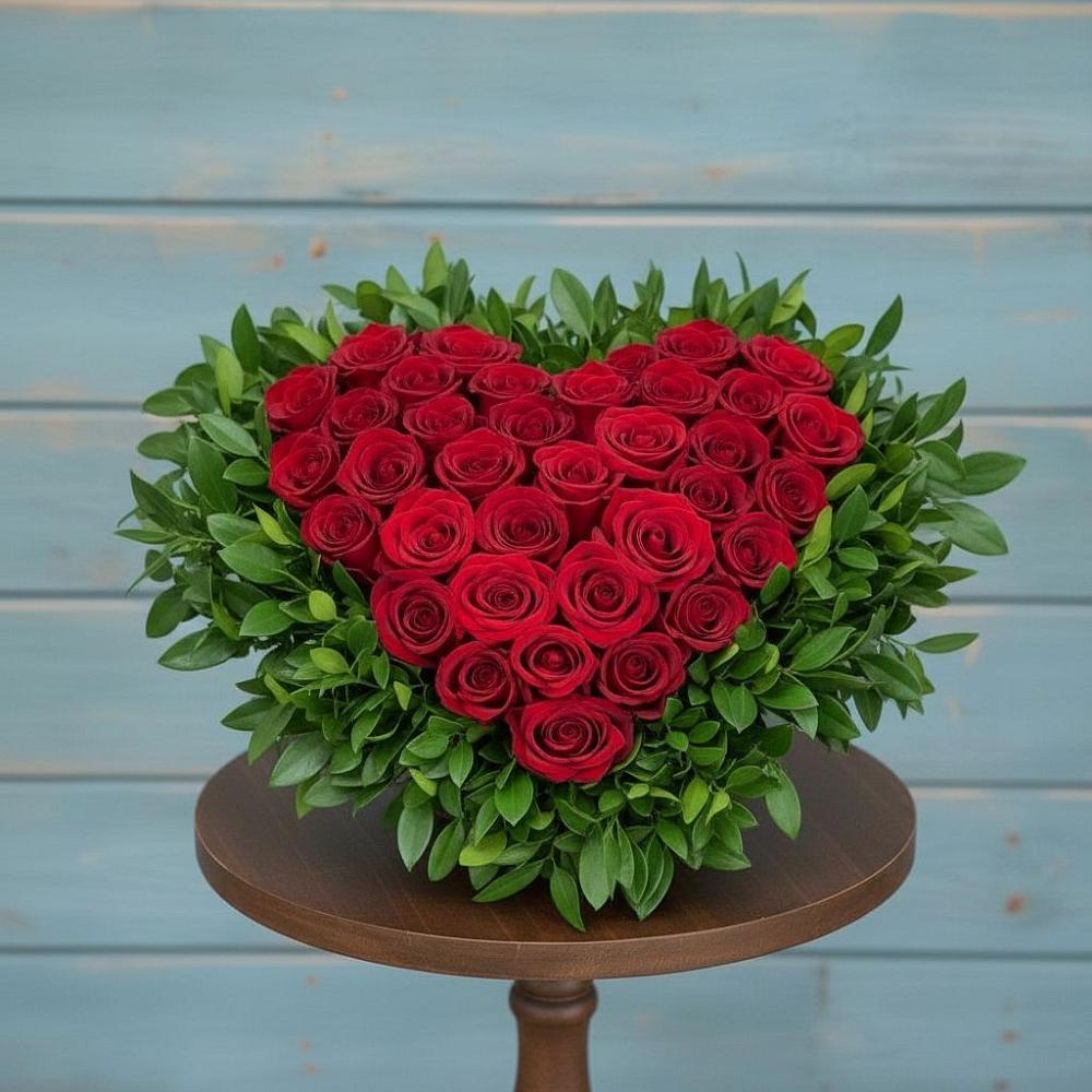 Цветочная композиция из Розы в виде сердца в Балашове