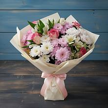 Букет цветов из:  Хризантемы, Альстромерии и Розы в Балашове